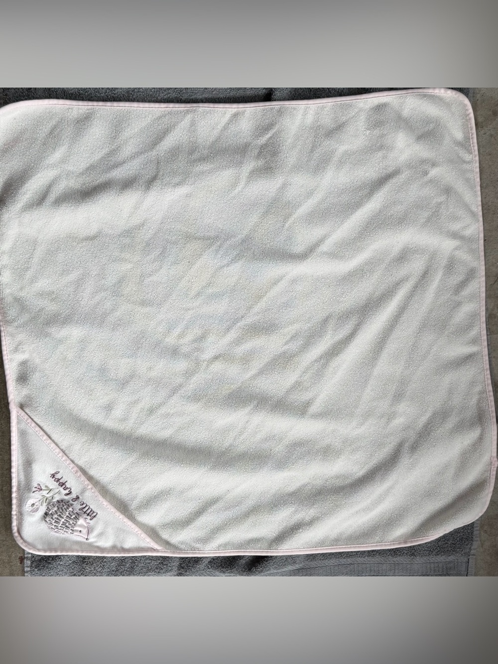 Soft Light Gray Baby Blanket with Pink Trim